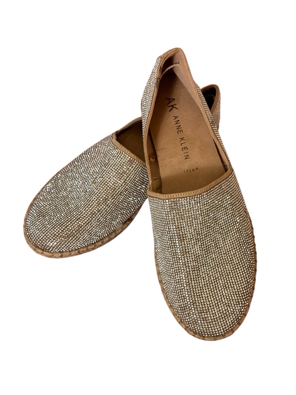 Anne Klein | rhinestone espadrille jute sole slip on shoes size 10
